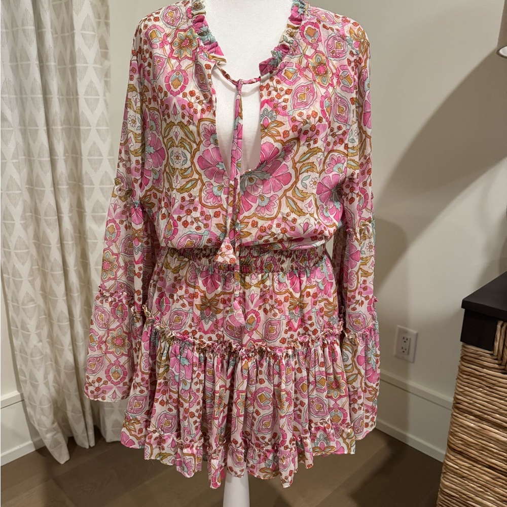 Misa Los Angeles Pink Floral Long Sleeve Dress